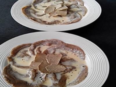 Ravioles de foie gras à la farine de Châtaigne et à la Truffe d'été 